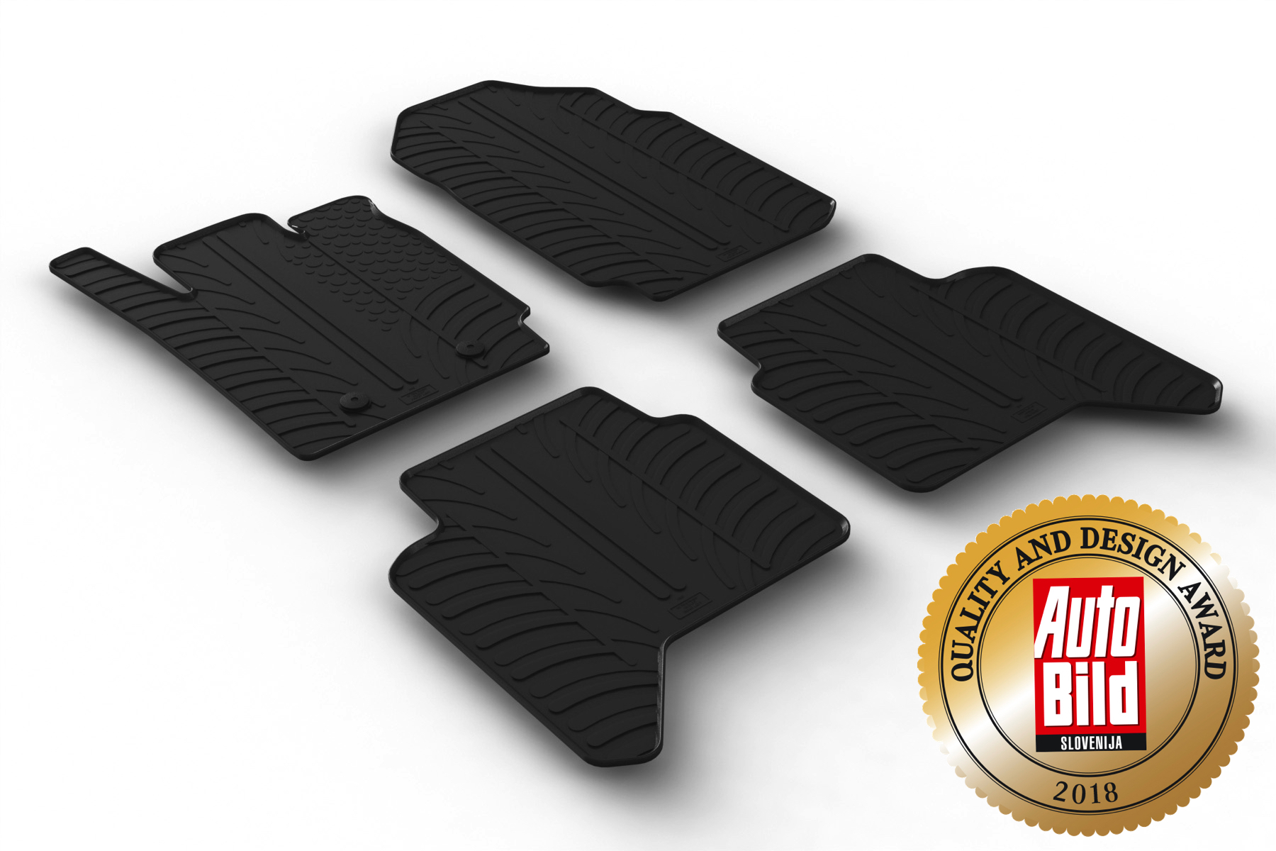 Design Gummi Fußmatten mit erhöhtem Rand passend für Ford Ranger und Ranger  Raptor 12.2011> 4 tlg Farbe Schwarz Gummimatten Automatten passgenau
