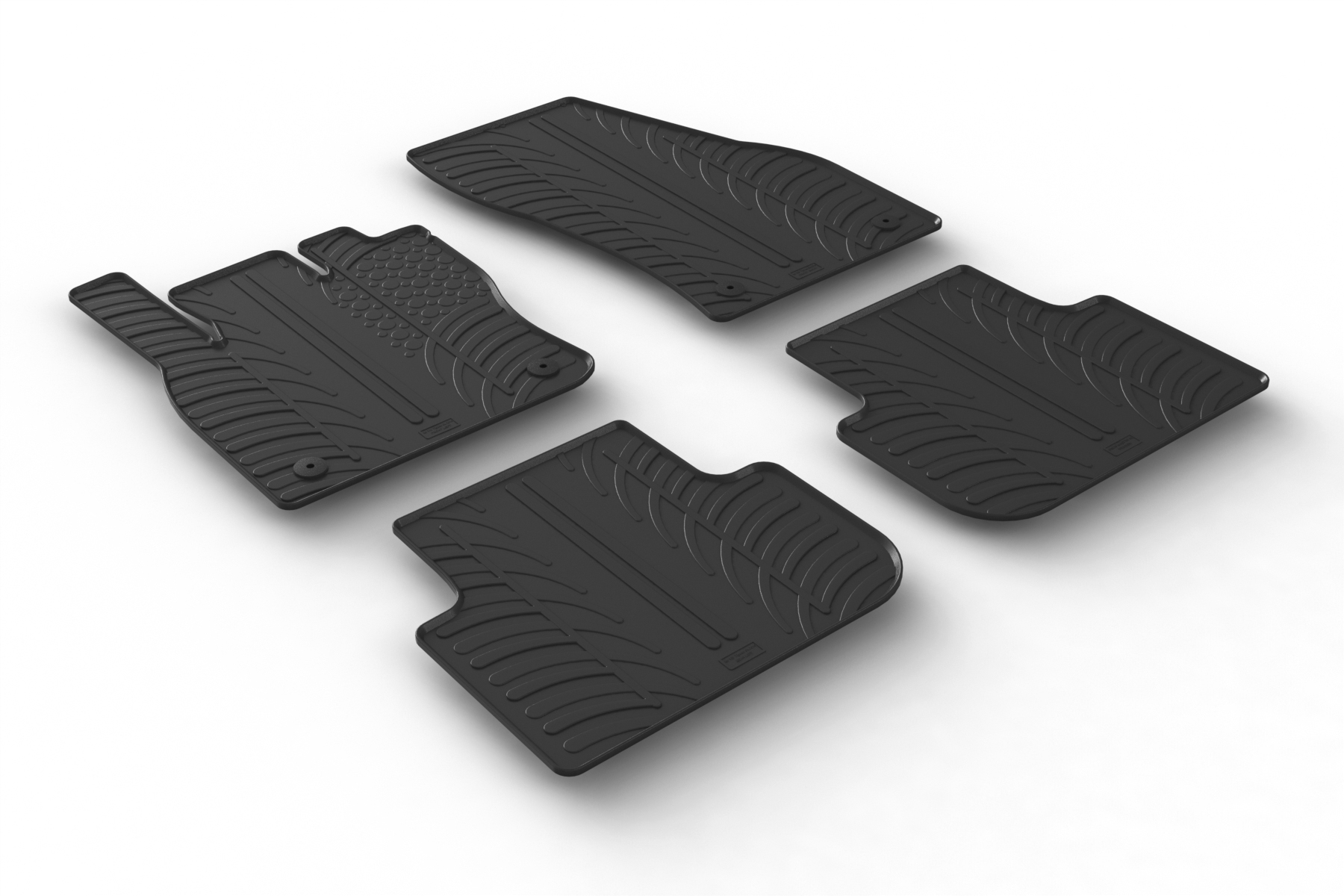 Design Gummi Fußmatten mit erhöhtem Rand passend für Volkswagen Tiguan und Tiguan  Allspace 04.2016> 4 tlg Farbe Schwarz Gummimatten Automatten passgenau