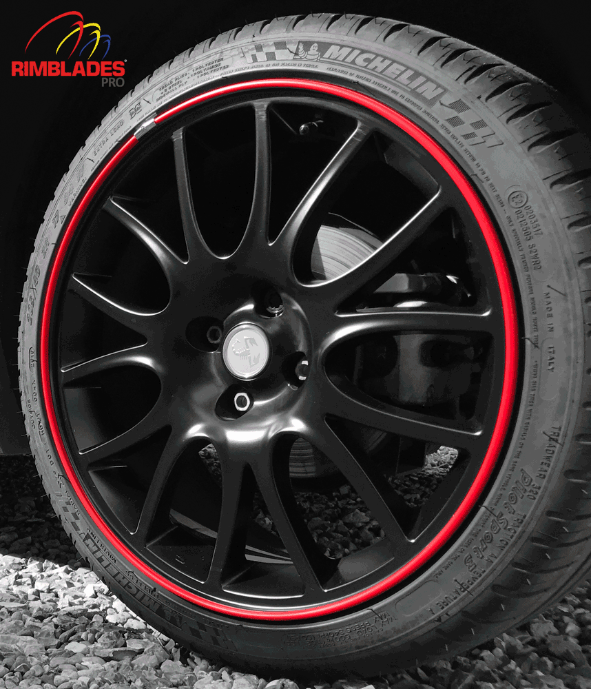 Rimblades Pro 19” Rigid Plastic Rim Protector For Flat Faced Alloy Wheels  Pre Formed In Wheel Size - red