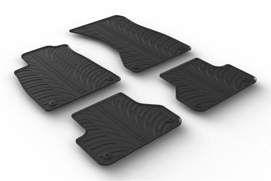 Design Gummi Fußmatten mit erhöhtem Rand passend für Audi A4 B9 Limousine,  Avant (Kombi), Allroad, S4, RS4 10.2015> 4 tlg Farbe Schwarz Gummimatten  Automatten passgenau